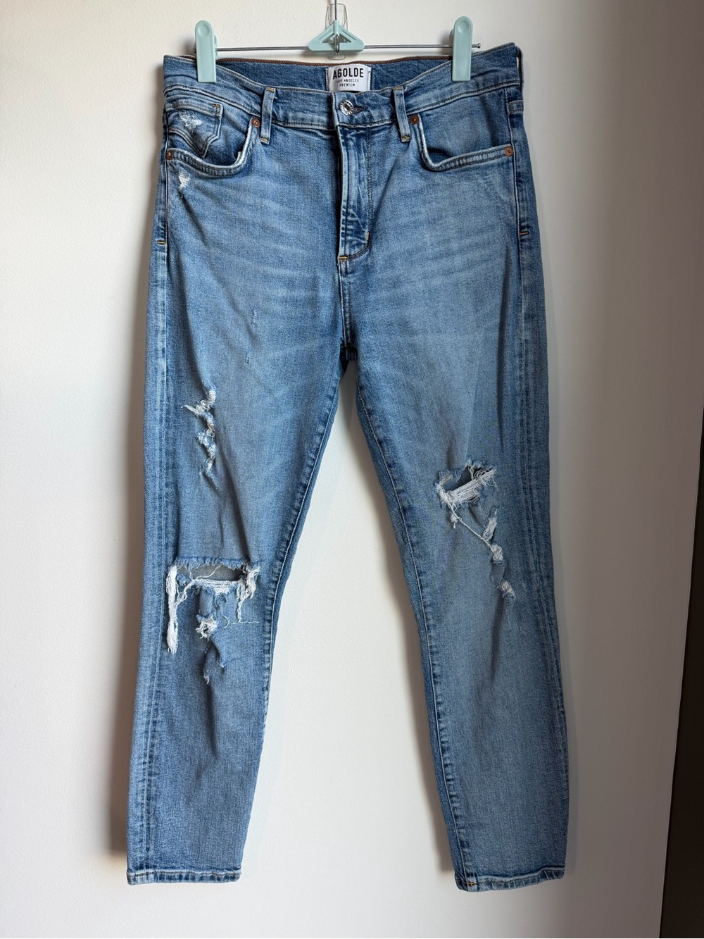 AGOLDE Women’s Light Blue Distressed Jeans